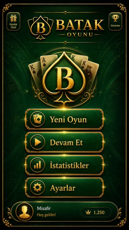 Batak Oyunu ana menü ekranı