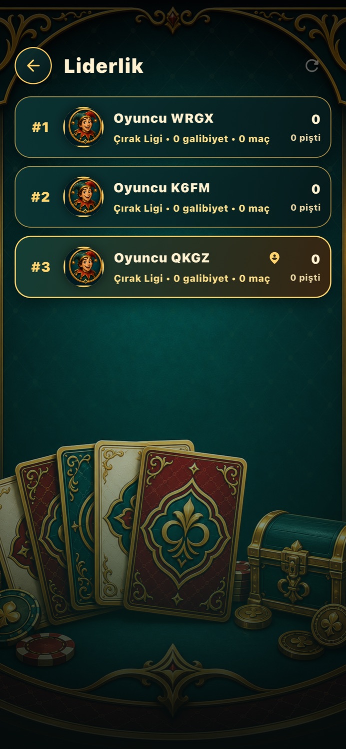 Pişti Online liderlik tablosu