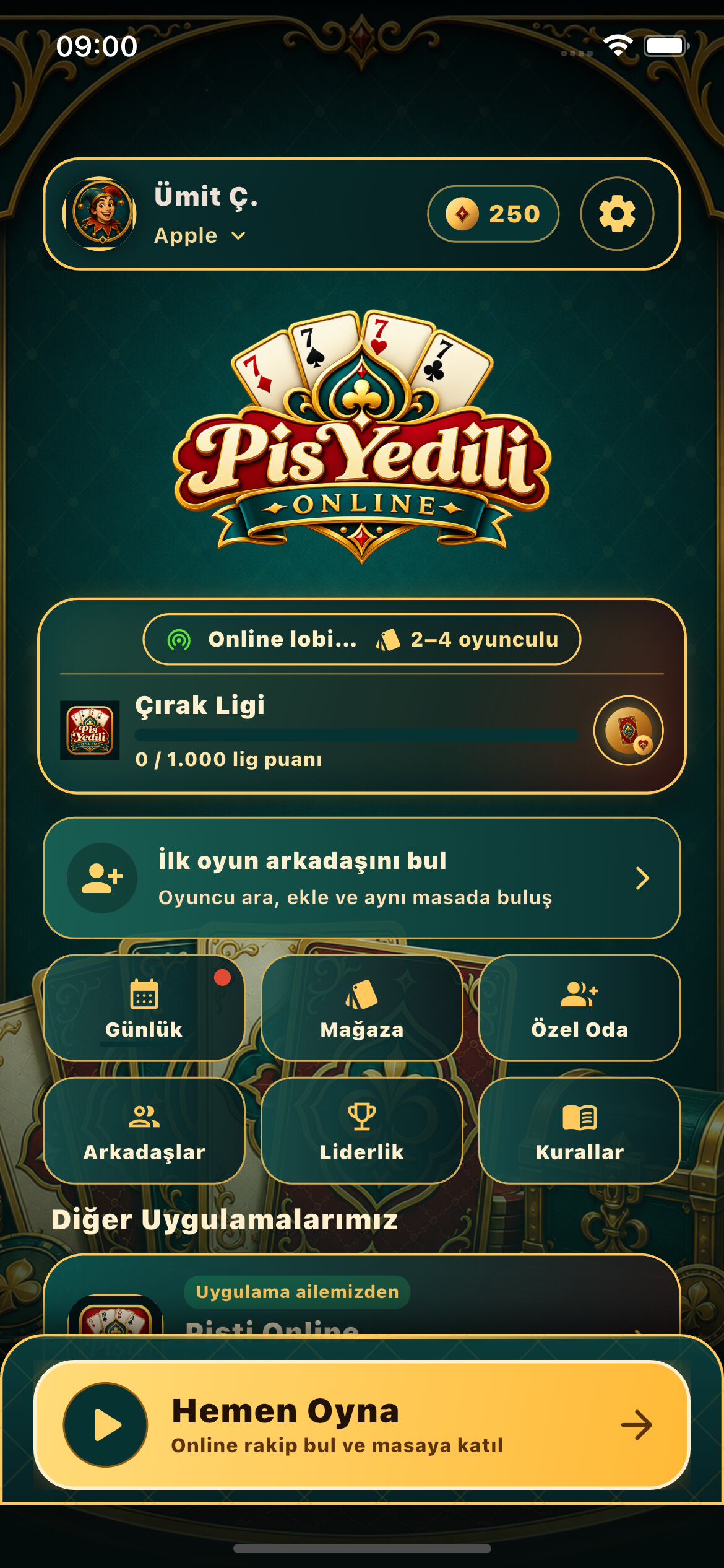 Pis Yedili: Ana menü